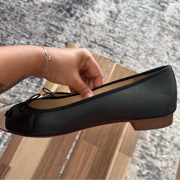 *SOLD* J.Crew Women's Ballet Leather Flats with Cap Tie in Black & Tan US 10 - Picture 7 of 12